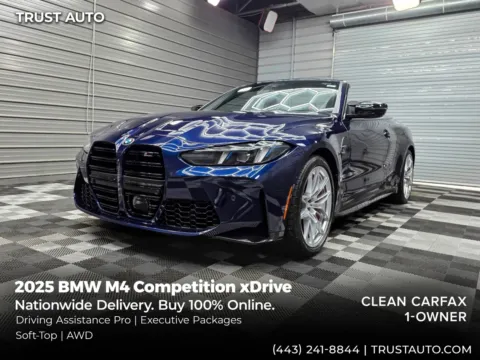 Blue 2025 BMW M4 Competition xDrive AWD Soft-Top Convertible w/Driving Assistance Pro Pkg for sale in Sykesville, MD
