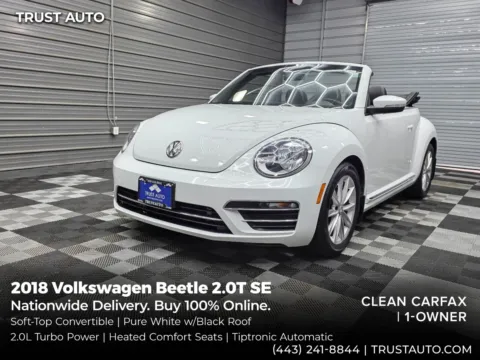 White 2018 Volkswagen Beetle 2.0T SE Soft-Top Convertible for sale in Sykesville, MD