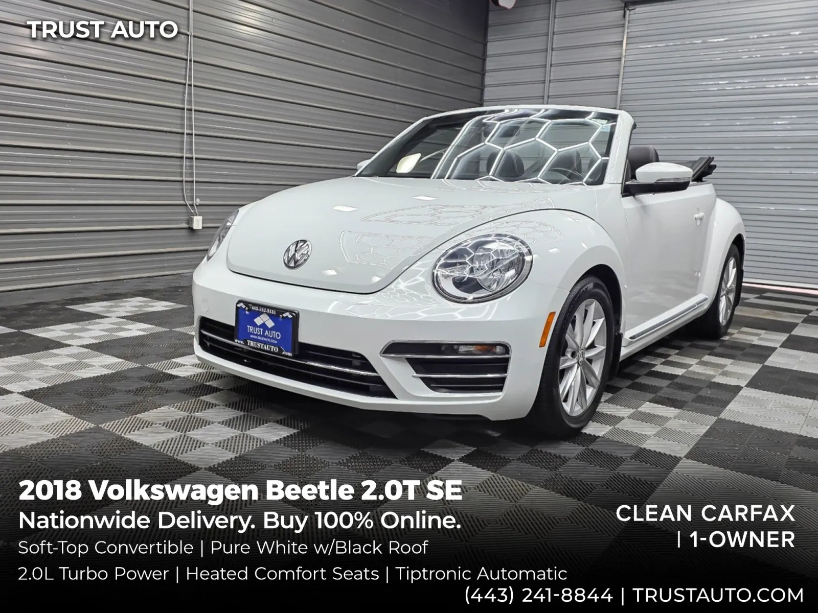 White 2018 Volkswagen Beetle 2.0T SE Soft-Top Convertible for sale in Sykesville, MD