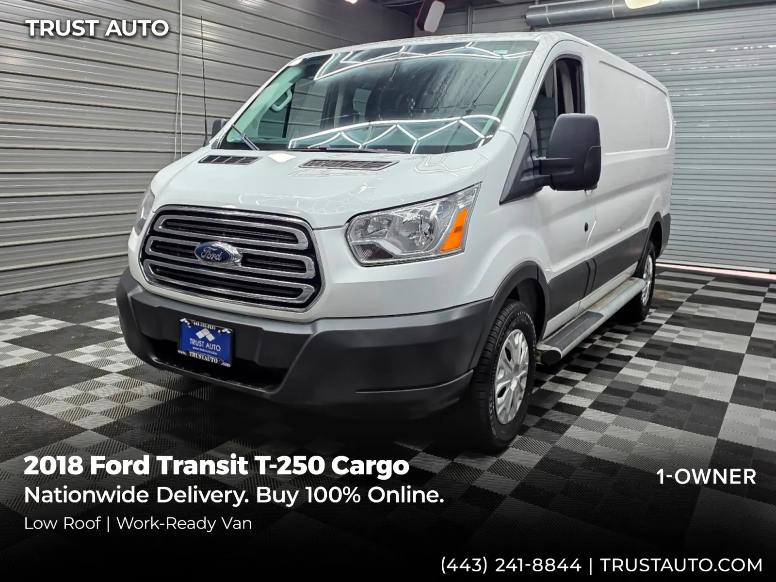 White 2018 Ford Transit T-250 Cargo 130''WB Low Roof Minivan/Van for sale in Sykesville, MD