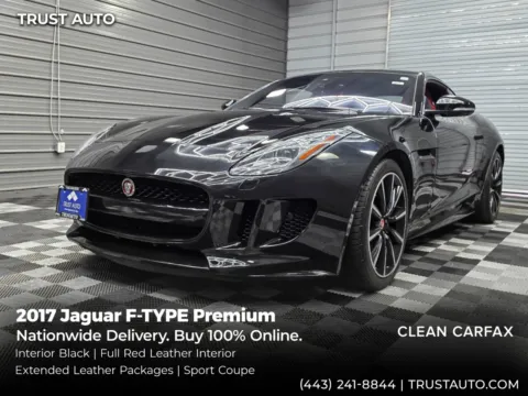 Black 2017 Jaguar F-TYPE Premium Sport Supercharged Coupe w/Full Red Leather Interior Pkg for sale in Sykesville, MD