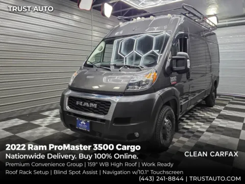 Gray 2022 Ram ProMaster 3500 Cargo 159''WB High Roof Minivan/Van w/Shelving Storage System/Roof Rack for sale in Sykesville, MD
