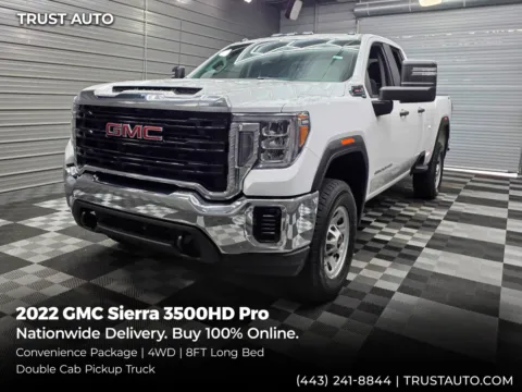 White 2022 GMC Sierra 3500HD Pro 4WD Double Cab 8FT Long Bed Pickup Truck w/Convenience Pkg for sale in Sykesville, MD