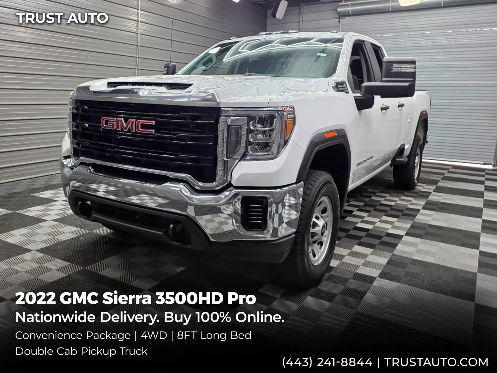 White 2022 GMC Sierra 3500HD Pro 4WD Double Cab 8FT Long Bed Pickup Truck w/Convenience Pkg for sale in Sykesville, MD