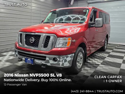 Red 2016 Nissan NVP3500 12-Passenger SL Low Roof Minivan/Van for sale in Sykesville, MD