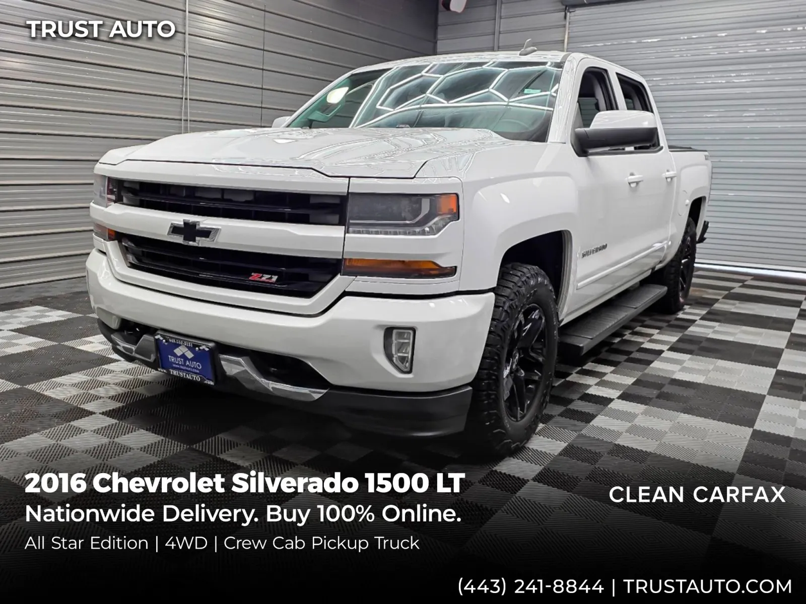 White 2016 Chevrolet Silverado 1500 LT 4WD Crew Cab Pickup Truck w/All Star Edition for sale in Sykesville, MD