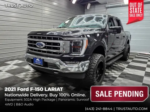 Black 2021 Ford F-150 LARIAT 4WD SuperCrew Pickup Truck w/Equipment Group 502A for sale in Sykesville, MD