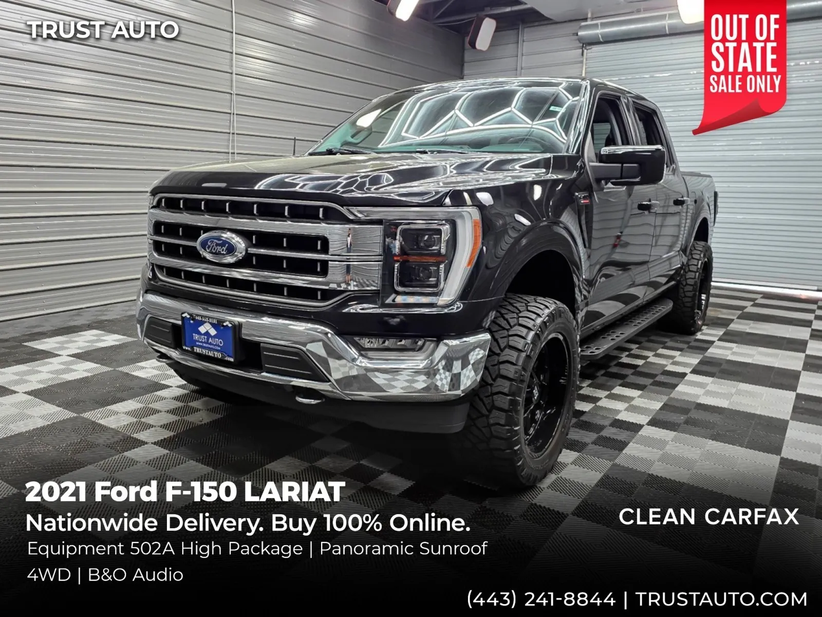 Black 2021 Ford F-150 LARIAT 4WD SuperCrew Pickup Truck w/Equipment Group 502A for sale in Sykesville, MD