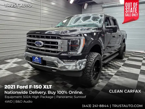 Black 2021 Ford F-150 LARIAT 4WD SuperCrew Pickup Truck w/Equipment Group 502A for sale in Sykesville, MD