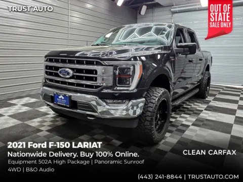 Black 2021 Ford F-150 LARIAT 4WD SuperCrew Pickup Truck w/Equipment Group 502A for sale in Sykesville, MD
