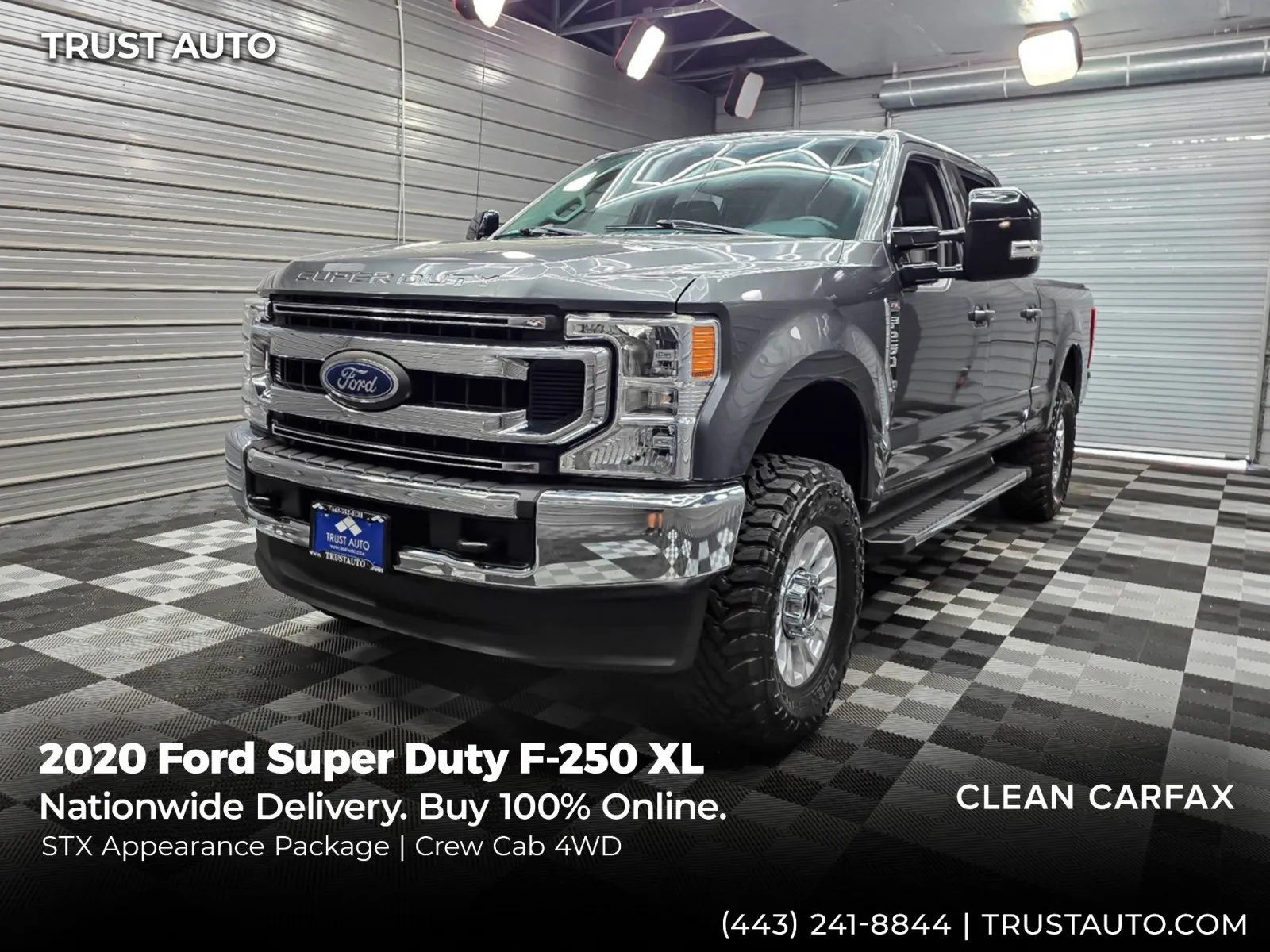 Gray 2020 Ford Super Duty F-250 XL 4WD Crew Cab 6.2L EFI V8 Pickup Truck w/STX Appearance Pkg for sale in Sykesville, MD