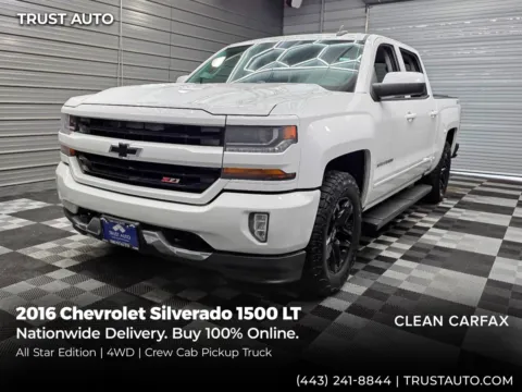 White 2016 Chevrolet Silverado 1500 LT 4WD Crew Cab Pickup Truck w/All Star Edition for sale in Sykesville, MD