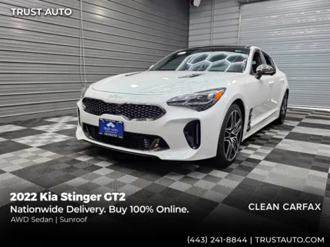 White 2022 Kia Stinger GT2 AWD Luxury 4-Door Sedan for sale in Sykesville, MD