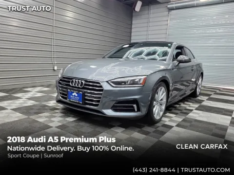 Gray 2018 Audi A5 Premium Plus AWD Sport Coupe for sale in Sykesville, MD