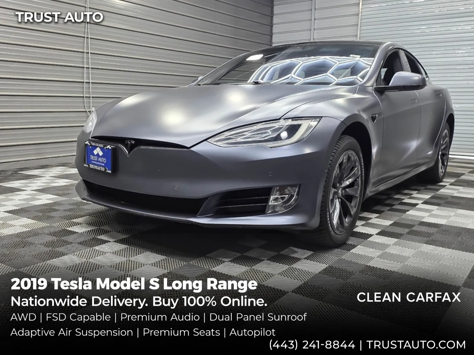 Silver 2019 Tesla Model S Long Range AWD Electric Hatchback for sale in Sykesville, MD