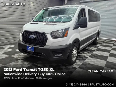 White 2021 Ford Transit T-350 12-Passenger XL 148''WB AWD Low Roof Minivan/Van for sale in Sykesville, MD