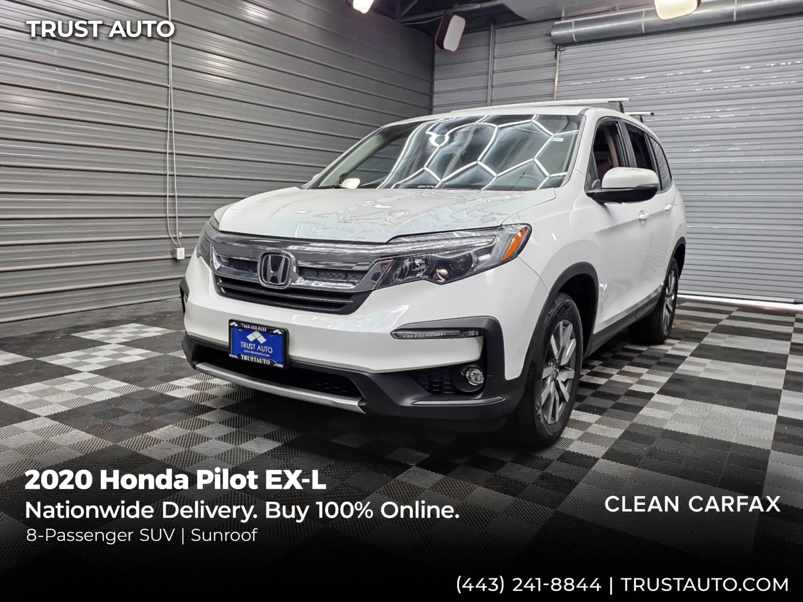 White 2020 Honda Pilot EX-L 4WD 8-Passenger SUV for sale in Sykesville, MD