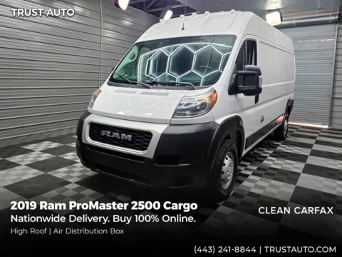 White 2019 Ram ProMaster 2500 Cargo 159''WB High Roof Minivan/Van w/Air Distribution Box for sale in Sykesville, MD