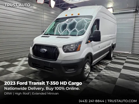 White 2023 Ford Transit T-350 HD Cargo 148''WB DRW High Roof Extended Minivan/Van for sale in Sykesville, MD