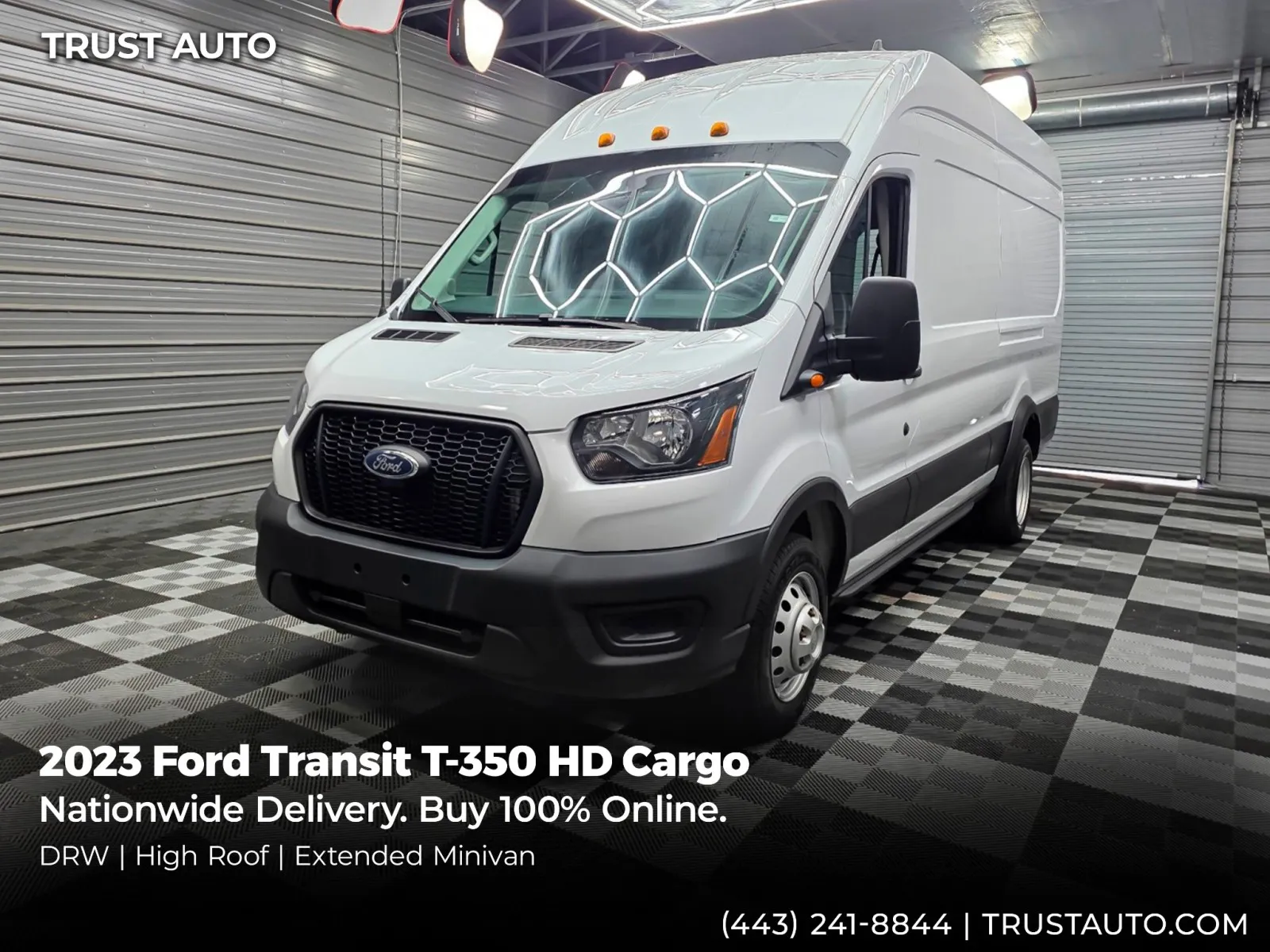 White 2023 Ford Transit T-350 HD Cargo 148''WB DRW High Roof Extended Minivan/Van for sale in Sykesville, MD
