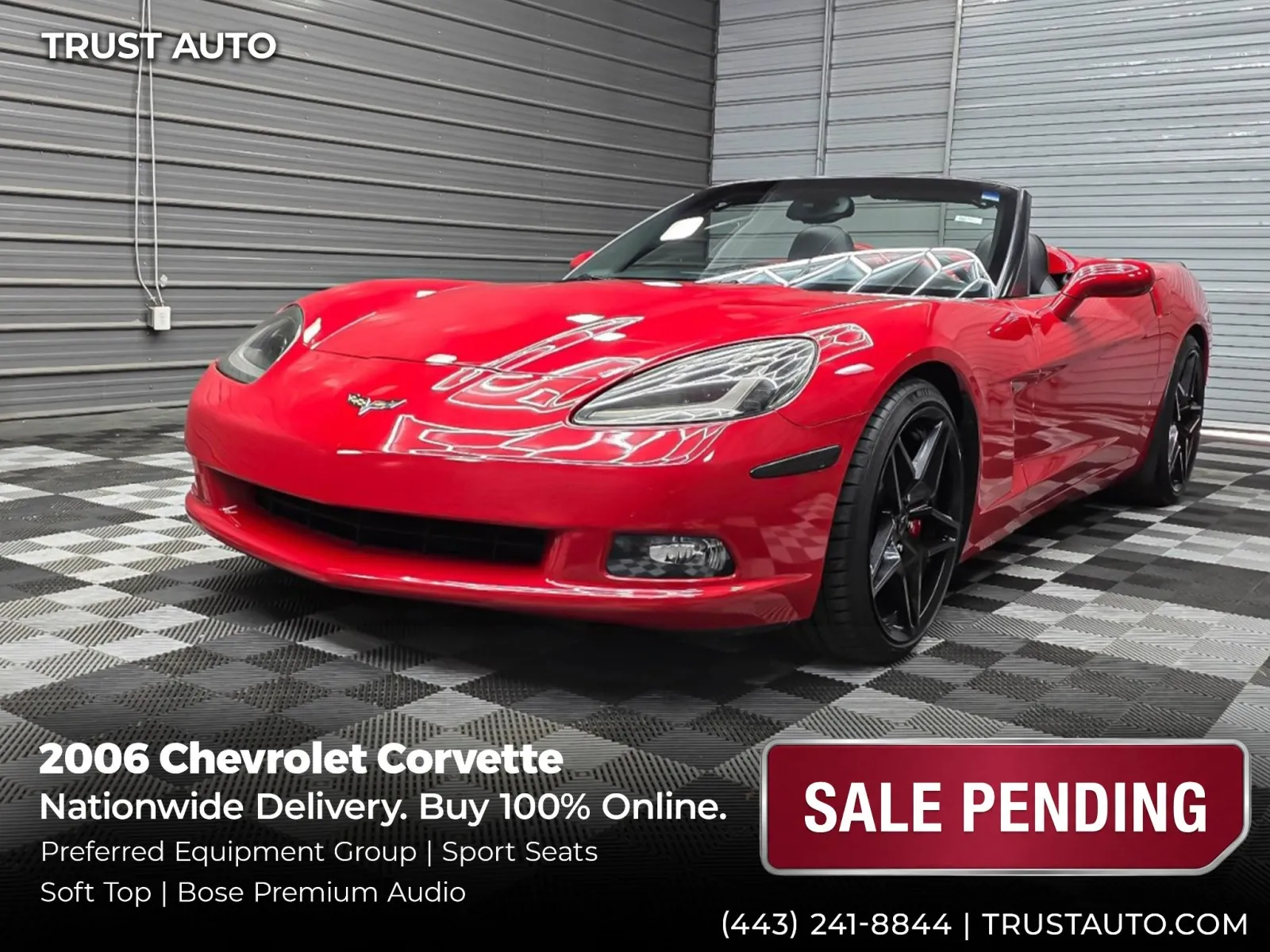 Red 2006 Chevrolet Corvette Soft-Top Convertible Sport Coupe w/Preferred Equipment Group for sale in Sykesville, MD