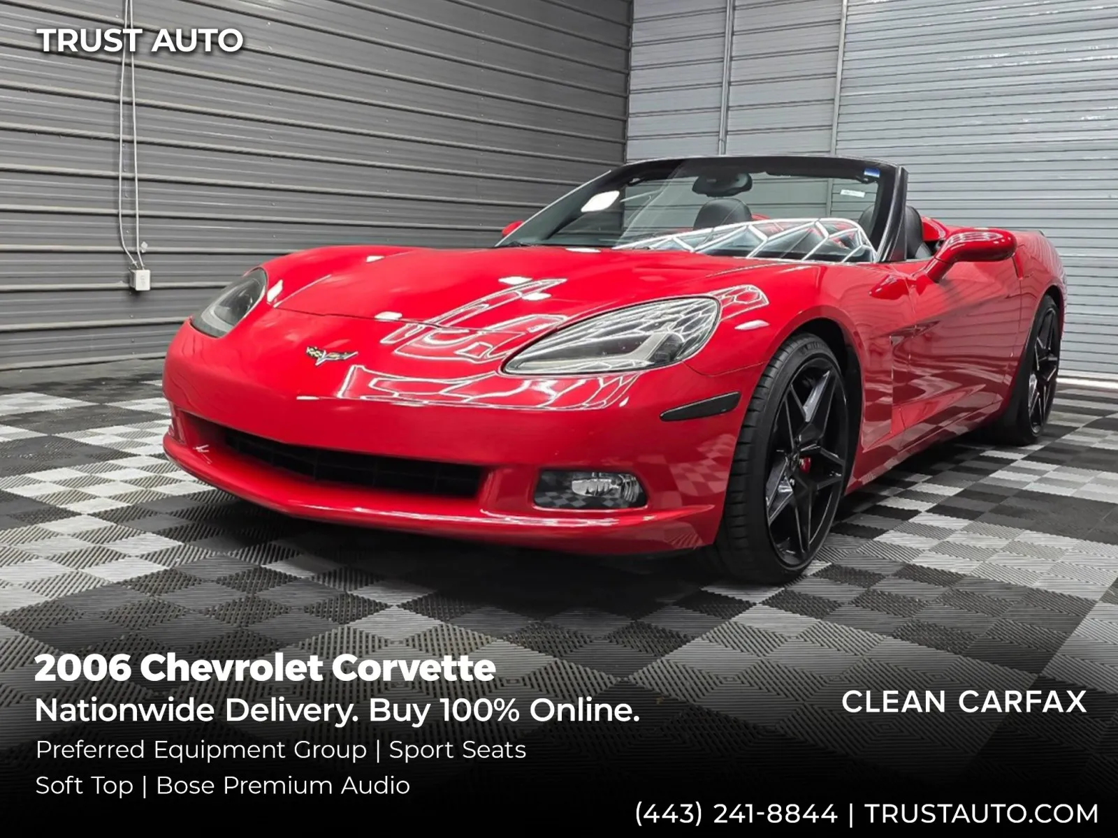 Red 2006 Chevrolet Corvette Soft-Top Convertible Sport Coupe w/Preferred Equipment Group for sale in Sykesville, MD