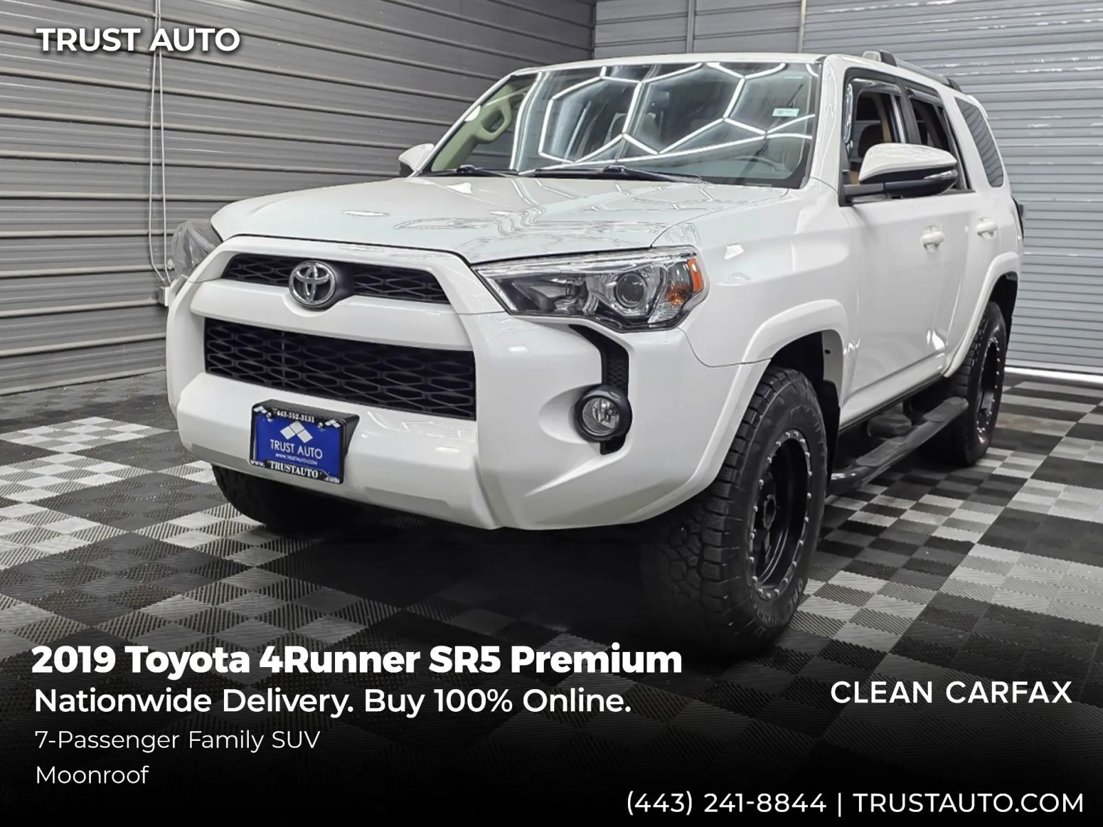 White 2019 Toyota 4Runner SR5 Premium 4WD 7-Passenger SUV for sale in Sykesville, MD