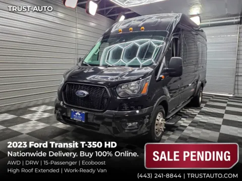 Black 2023 Ford Transit T-350 HD 15-Passenger XL 148''WB AWD DRW High Roof Extended Ecoboost Minivan/Van for sale in Sykesville, MD