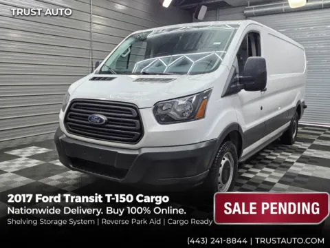 White 2017 Ford Transit T-150 Cargo 148''WB Low Roof Minivan/Van w/Shelving Storage System for sale in Sykesville, MD