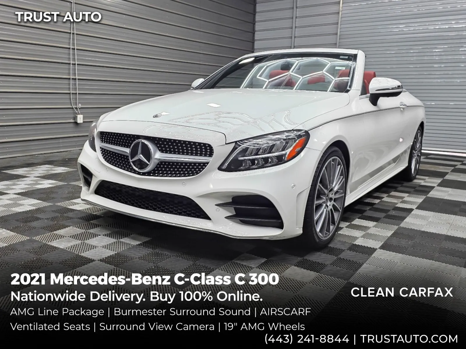 White 2021 Mercedes-Benz C-Class C 300 Cabriolet Soft-Top Convertible for sale in Sykesville, MD