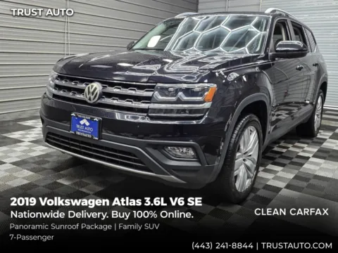 Black 2019 Volkswagen Atlas 3.6L V6 SE 7-Passenger SUV w/Technology for sale in Sykesville, MD