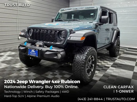 Gray 2024 Jeep Wrangler 4xe Rubicon X 4WD Hard-Top Hybrid SUV w/Technology Pkg for sale in Sykesville, MD