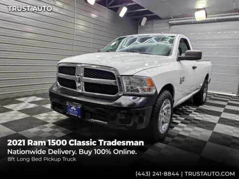 White 2021 Ram 1500 Classic Tradesman Regular Cab 8FT Bed Pickup Truck w/Toolbox for sale in Sykesville, MD