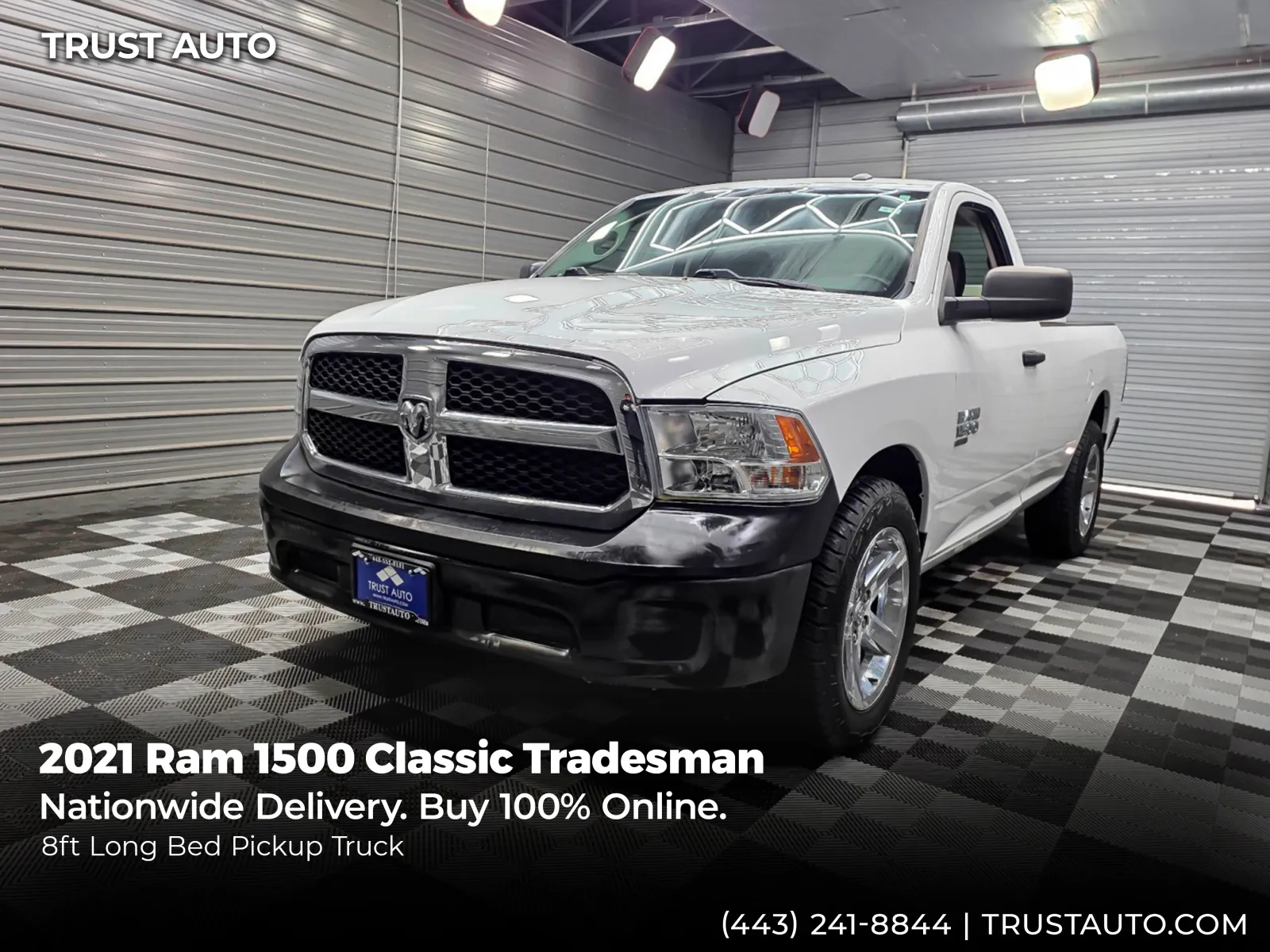 White 2021 Ram 1500 Classic Tradesman Regular Cab 8FT Bed Pickup Truck w/Toolbox for sale in Sykesville, MD