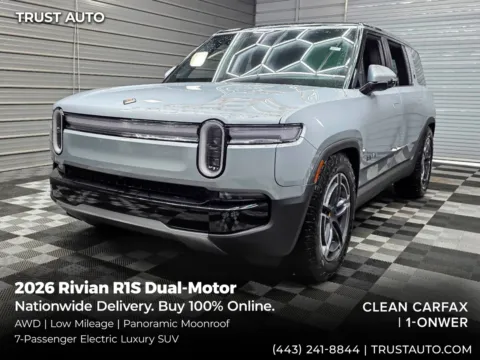 Silver 2026 Rivian R1S Dual-Motor AWD 7-Passenger Electric Luxury SUV for sale in Sykesville, MD