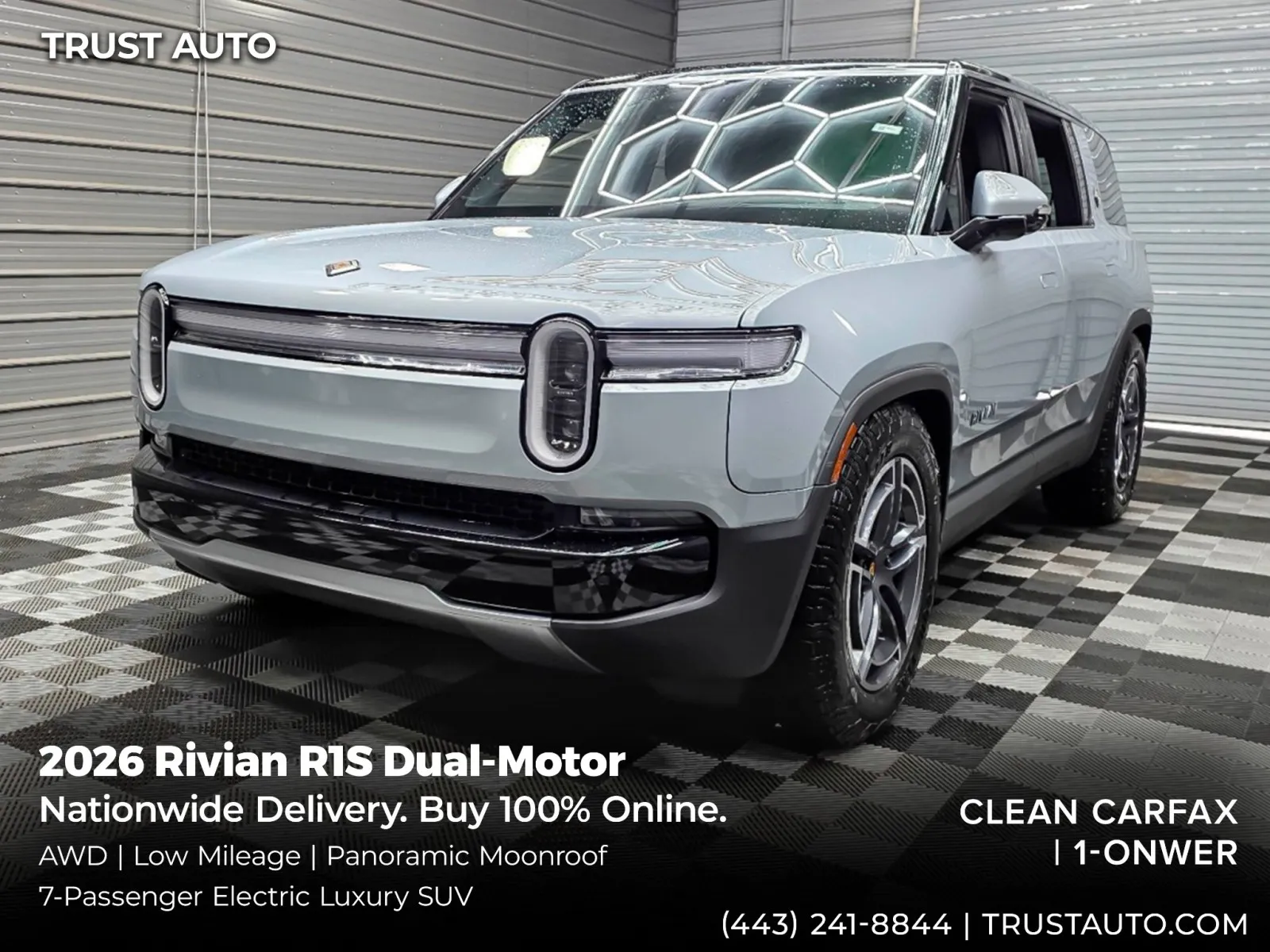 Silver 2026 Rivian R1S Dual-Motor AWD 7-Passenger Electric Luxury SUV for sale in Sykesville, MD
