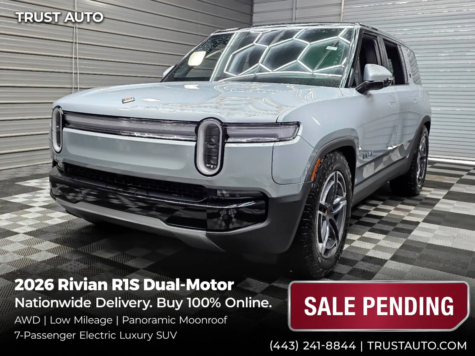 Silver 2026 Rivian R1S Dual-Motor AWD 7-Passenger Electric Luxury SUV for sale in Sykesville, MD