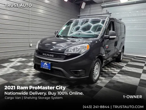 Black 2021 Ram ProMaster City Tradesman Cargo Minivan/Van w/Shelving Storage System for sale in Sykesville, MD