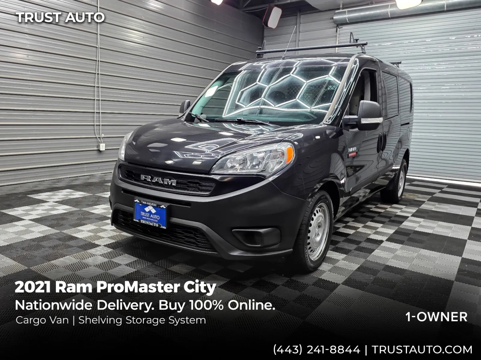 Black 2021 Ram ProMaster City Tradesman Cargo Minivan/Van w/Shelving Storage System for sale in Sykesville, MD
