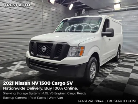 White 2021 Nissan NV 1500 Cargo SV Minivan/Van w/Shelving Storage System for sale in Sykesville, MD