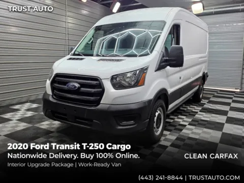 White 2020 Ford Transit T-250 Cargo 148''WB Medium Roof Minivan/Van for sale in Sykesville, MD