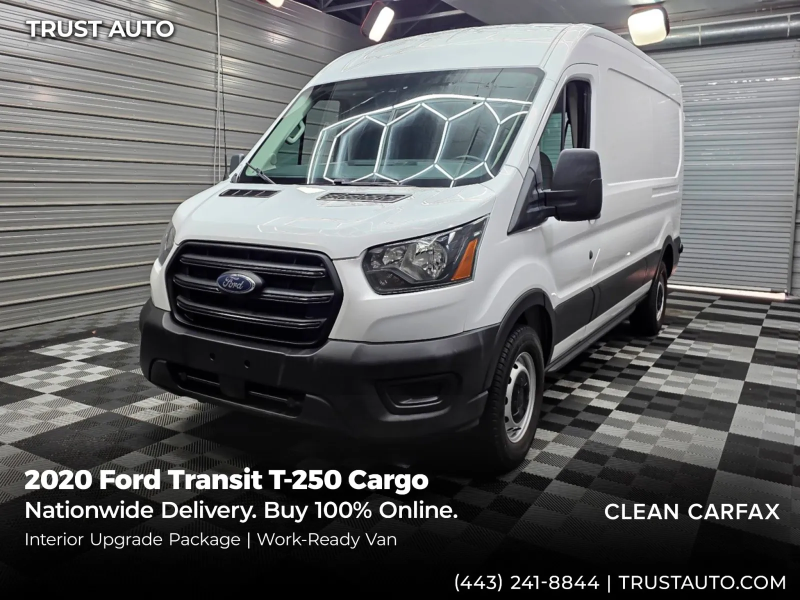 White 2020 Ford Transit T-250 Cargo 148''WB Medium Roof Minivan/Van for sale in Sykesville, MD