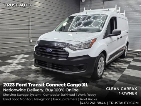 White 2023 Ford Transit Connect Cargo XL 121''LWB Minivan/Van w/Shelving Storage System for sale in Sykesville, MD