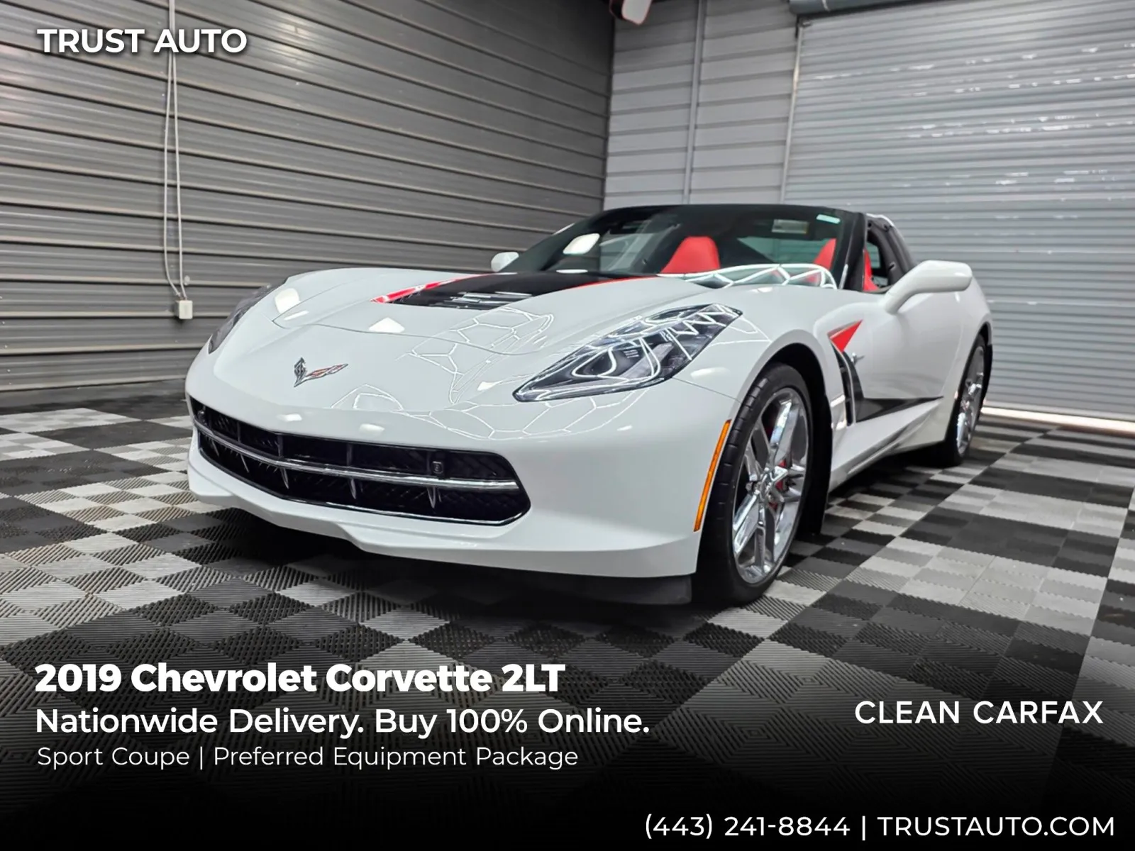 White 2019 Chevrolet Corvette 2LT Stingray Sport Coupe for sale in Sykesville, MD