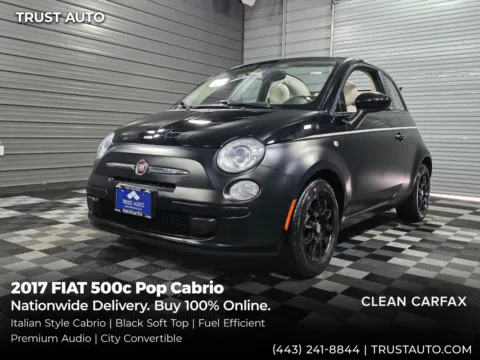 Black 2017 FIAT 500c Pop Cabrio Soft-Top Convertible for sale in Sykesville, MD