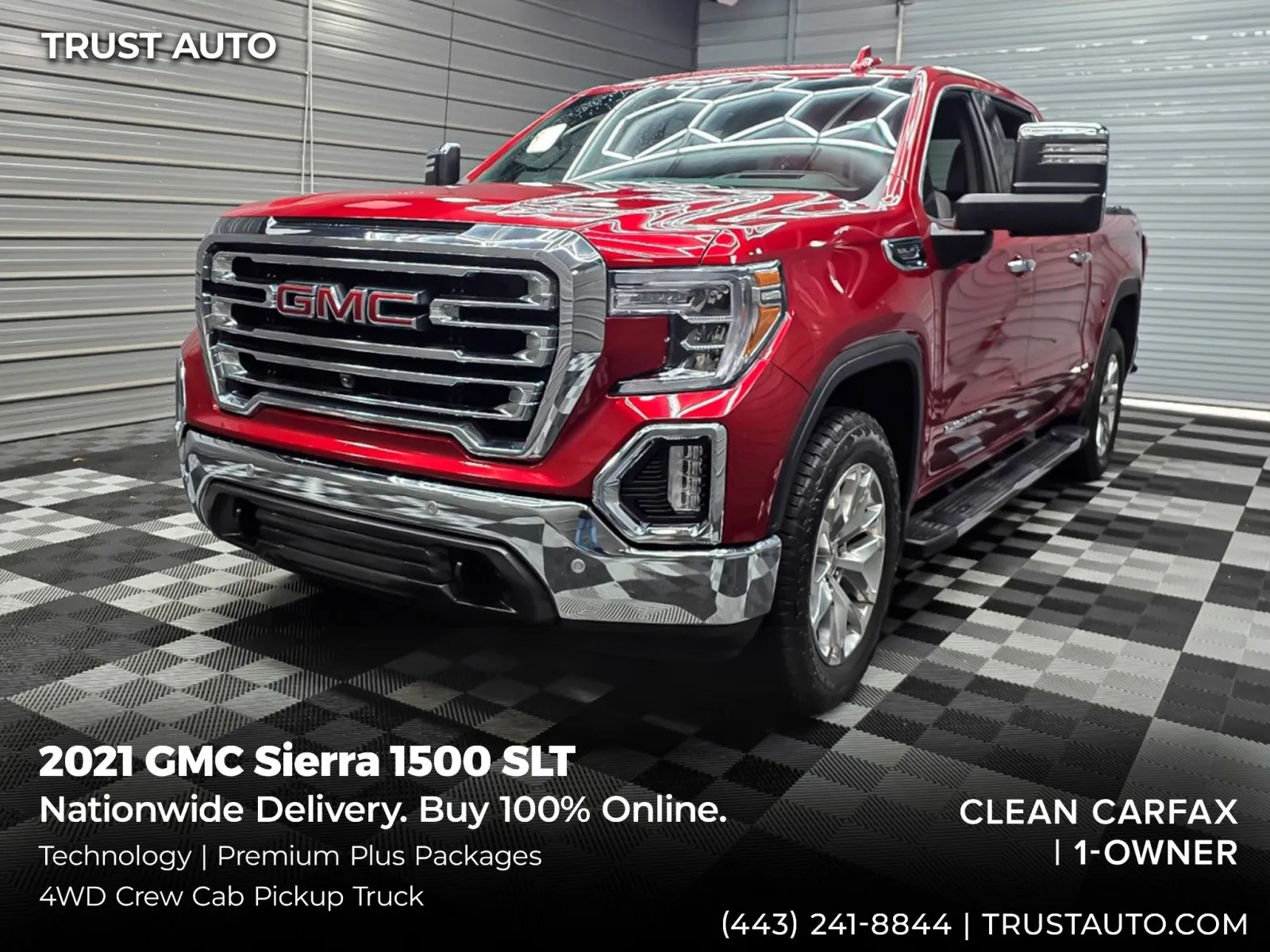Red 2021 GMC Sierra 1500 SLT 4WD Crew Cab Pickup Truck w/Premium Plus Pkg for sale in Sykesville, MD