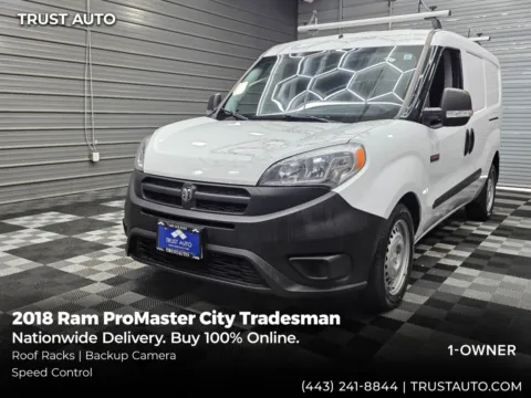 White 2018 Ram ProMaster City Tradesman Cargo Minivan/Van w/Roof Racks for sale in Sykesville, MD