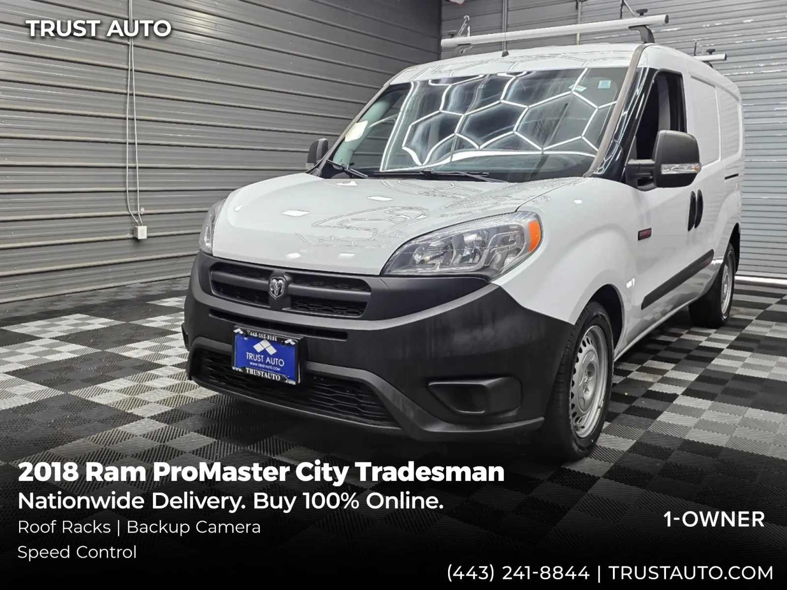 White 2018 Ram ProMaster City Tradesman Cargo Minivan/Van w/Roof Racks for sale in Sykesville, MD
