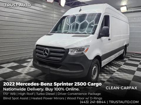 White 2022 Mercedes-Benz Sprinter 2500 Cargo 170''WB High Roof Turbo Diesel Minivan/Van for sale in Sykesville, MD