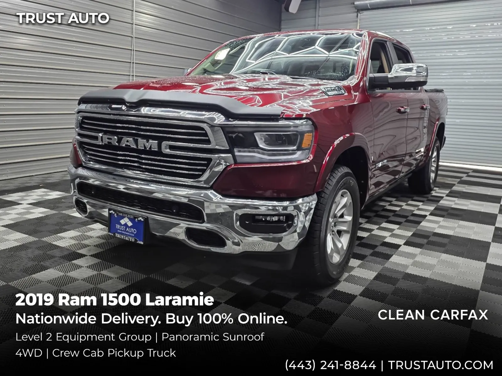 Red 2019 Ram 1500 Laramie 4WD Crew Cab 5.7L Hemi V8 Pickup Truck w/Level 2 Equipment Pkg for sale in Sykesville, MD
